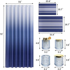 Bathroom Sets with Shower Curtain and Rugs and Accessories, Glass Bathroom Accessories Set Blue Bathroom Set Bathroom Sets, Blue Bath Mat and Diamond Soap Dispenser for Bathroom Decor