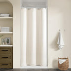 Cream Linen Stall Shower Curtains Natural Ivory Boho Shower Curtains for Bathroom Small Stall Bath 36x72 Cloth Fabric Half Narrow Water Repellent RV Drapes for Bathtub 36 x 72 Inches