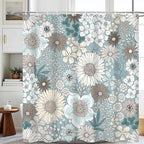 Floral Shower Curtain Rustic Various Floral Plant Curtain for Bathroom Tropical Botanical Farmhouse Waterproof Decor Shower Curtain with Hooks 36x72Inch