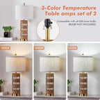 Boho Rattan Stylish & Functional & Versatile Decor USB Table Lamps Set of 2-28" Farmhouse Bedside Lights,Bulbs Included
