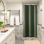 Olive Green Linen Stall Shower Curtains Green Boho Shower Curtain for Bathroom Small Stall Bath Drapes 36x72 Cloth Fabric Half Narrow Water Repellent RV Drapes for Bathtub 36 x 72 Inches