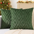 decorUhome Christmas Couch Throw Pillow Covers 24x24 Set of 2, Decorative Soft Plush Faux Wool Neutral Accent Pillow Covers for Bed Sofa Living Room, Forest Elf