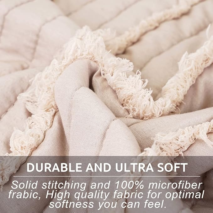 BOSOWOS Standard Size Pillow Shams Set of 2, Ultra Soft Breathable 20 x 26 Inches Pillow Case Envelope Closure, Microfiber Boho Farmhouse Pillowcases for Easy Care, Khaki