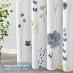 QiyI Long Shower Curtain 72 x 78, Watercolor Floral Bath Curtain, 3D Embossed Butterflies Grey Flower Cloth Bathroom Decor, Waterproof Fabric Rustic Farmhouse Textured Shower Set with Hooks