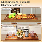 Acacia Large Charcuterie Board, Wood Charcuterie Boards with Handles Foldable Travel 33 x 12 Inch Cheese Boards Serving Board with Food Meat Party Appetizers (Large, Rectangular)