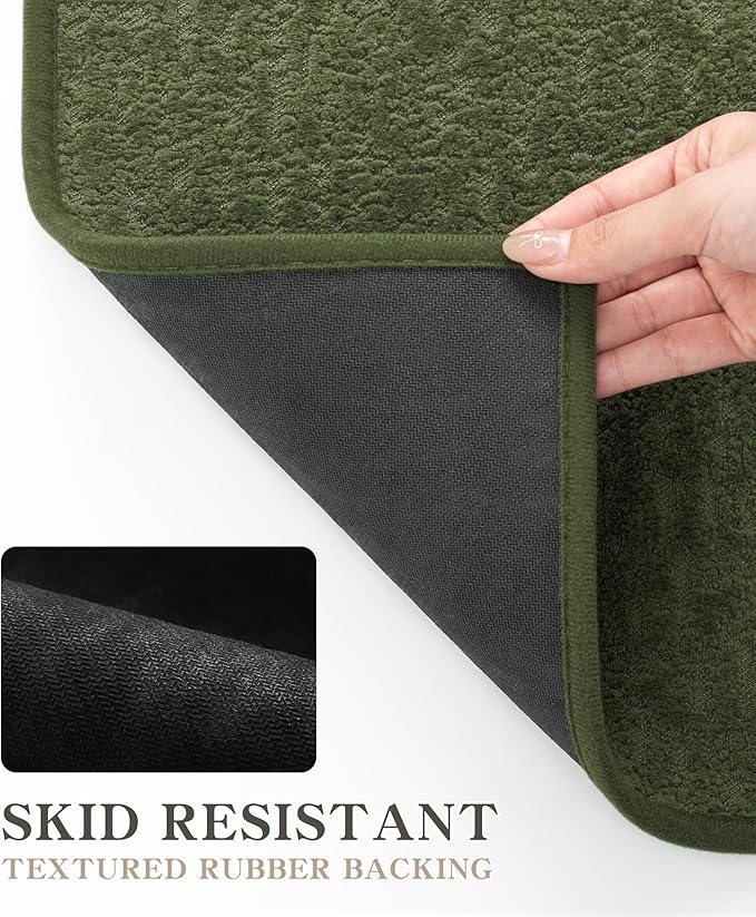 chakme Bathroom Rugs Mat 36x24, Ultra Thin Non Slip Bath Mat Quick Dry Absorbent Bath Mat for Bathroom Floor, (Dark Green, 36"x24")