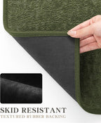 chakme Bathroom Rugs Mat 36x24, Ultra Thin Non Slip Bath Mat Quick Dry Absorbent Bath Mat for Bathroom Floor, (Dark Green, 36"x24")