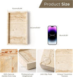 WORHE Italy Travertine Stone Vanity Tray for Jewelry, Perfume, Makeup, Candle,Natural Marble Decorative Trays for Bathroom Dresser Rectangle Kitchen Storage Organizer for Home Decor Beige (WH020)