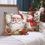 Christmas Throw Pillow Covers 20x20 Set of 4 Winter Holiday Decorative Pillowcase Reindeer Snowman Christmas Tree Santa Farmhouse Home Decor for Sofa Couch Cushion