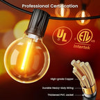 OHLUX Outdoor String Lights,110FT Dimmable Patio Lights with 58 G40 Shatterproof 2200K LED Edison Bulbs(2 Spare),Waterproof Hanging for Outside Backyard,Cafe,Porch,Deck,Porch