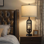 27.25'' Table Lamps Set of 2 for Living Room Bedroom Industrial Farmhouse Metal Touch Lamps with USB A+C Ports, Night Light Vintage Nightstand Bedside Lamp, Bulbs Included, Black