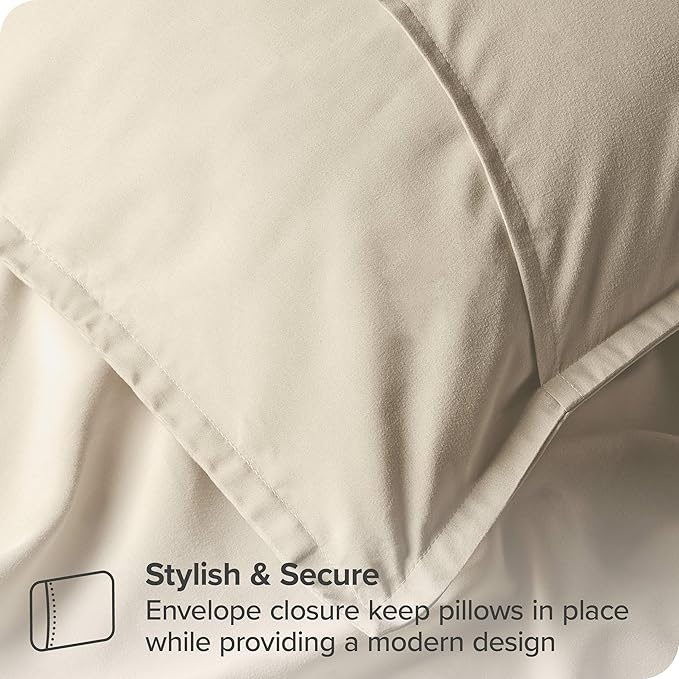 Bare Home Euro Pillow Sham Covers - Set of 2 - Premium 1800 Ultra-Soft Microfiber - Double Brushed - Bed Pillow Shams - Pillows Not Included (Set of 2, Sand)