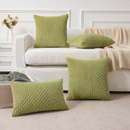 Kevin Textile Decorative Pillow Covers Set of 2 Striped Plush Corduroy Pillows Pillowcases Boho Home Decor Cushion Covers for Couch Sofa Bed Living Room 20x20 Inch, Grass Green