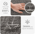 Madison Park Splendor Reversible 100% Cotton Tufted Bathroom Rug-3000 GSM Hotel Quality Luxurious Plush Medium Pile Bath Mat Absorbent, Quick Dry, Shower Room Décor, 24x60 Charcoal