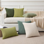 Kevin Textile Decorative Pillow Covers Set of 2 Striped Plush Corduroy Pillows Pillowcases Boho Home Decor Cushion Covers for Couch Sofa Bed Living Room 20x20 Inch, Grass Green
