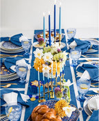 Solino Home Linen Indigo Blue Table Runner 144 Inches Long - 100% Pure Linen Extra Long Table Runner 14 x 144 Inch for Fall, Autumn - Classic Hemstitch