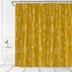 Yellow Herbs Shower Curtain Boho Floral Retro Botanical Vintage Farmhouse Cute Leaves Plant Flowers Bathroom Curtain Set with Hooks(108" Wx70 H)