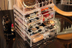 Cq acrylic 3 Pack Clear Skincare Organizer for Vanity, Stackable 7 Drawers Make Up Organizer,Cute Cosmetic Organizer for Vanity Jewelry,Hair Clip,Beauty,Skincare Product Dresser Acrylic Desk Organizer