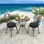 idee-home Outdoor Bistro Chair Cushions, 15”x15”x 3” Thick Outdoor Round Seat Cushions Set of 2 with Ties, Waterproof Round Patio Furniture for Garden