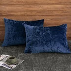 PHF Truly Velvet Pillowcases King Size, No Insert, 2 Pack Ultra Soft Breathable Pillow Shams Covers with Envelope Closure, 20" X 36" Luxury Cozy Warm Fuzzy Flannel, Navy Blue