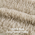 FUTEI Apricot Decorative Throw Pillow Covers 24x24 Inch Set of 2,Soft Fluffy Faux Feather Texture European Cushion Cases,Modern Home Luxury Decor for Couch Bed Living Room