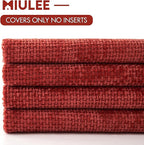 MIULEE Christmas Red Pack of 4 Couch Throw Pillow Covers 18x18 Inch Soft Decorative Chenille Pillow Covers Farmhouse Accent Cushion Covers for Boho Home Decor Sofa Bedroom Living Room
