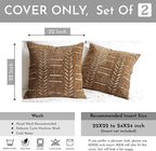 BlissBlush Fall Brown Decorative Throw Pillow Covers 22X22, Set of 2, Boho Farmhouse Cushion Cover, Cozy Soft Accent Pillowcase for Couch Sofa Bed Living Room Home Décor