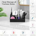 Luxspire Bathroom Counter Organizer, Toothbrush Holder for Bathroom 5 Slot, Large Bathroom Countertop Organizer Storage Marble Bathroom Accessories for Toothbrush Toothpaste, Matte Black