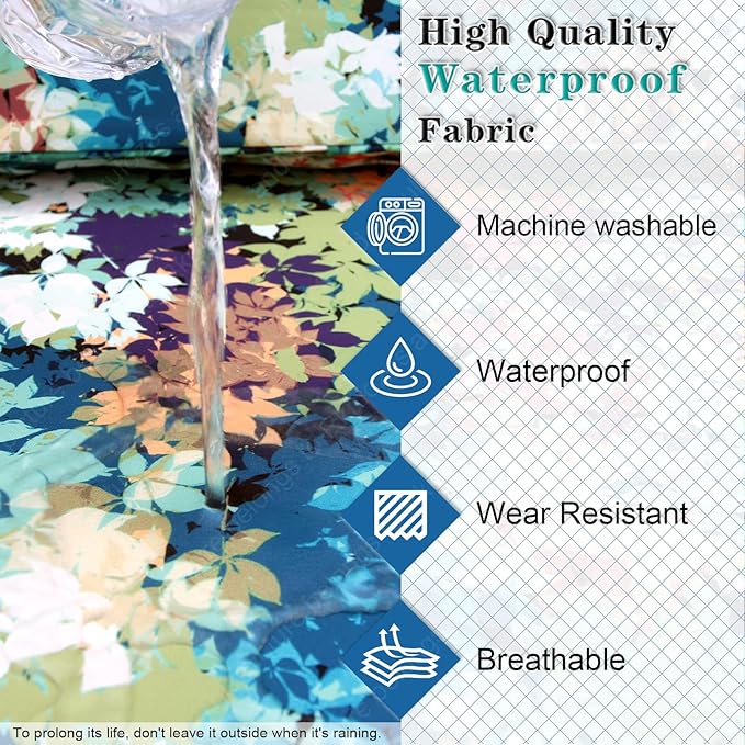 14 PCs Patio Cushion Covers for 7 PCs Outdoor Furniture Sectional Seating Sets Water Resistant Plus 2 Throw Pillows (Colorful Leaves, 23.6 * 23.6 * 3.5 in-14)