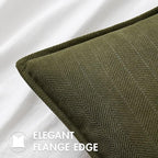 MIULEE Pack of 2 Olive Green Decorative Pillow Covers 22x22 Inch Soft Chenille Luxurious Couch Throw Pillows Boho Cushion Covers Euro Shams with Elegant Design for Sofa Bed Living Room Home Decor