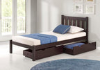 Espresso Underbed Storage Drawers, Set of 2, Solid Wood Construction, Easy Wheel Movement, Fits Bed Frames 9.75 in. or Higher, Ideal for Children's Bedroom, 35 in. W x 19.25 in. D x 8 in. H