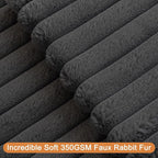Double-Sided Faux Fur Plush Throw Pillow Covers 20x20 Set of 2 Fuzzy Striped Soft Cozy Pillowcase Luxury Decorative Pillows Square Shaggy Cushion Covers for Couch Sofa Bed,Dark Grey