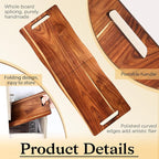Acacia Large Charcuterie Board, Wood Charcuterie Boards with Handles Foldable Travel 36 x 12 Inch Cheese Boards Serving Board with Food Meat Party Appetizers (Extra Large, Rectangular)