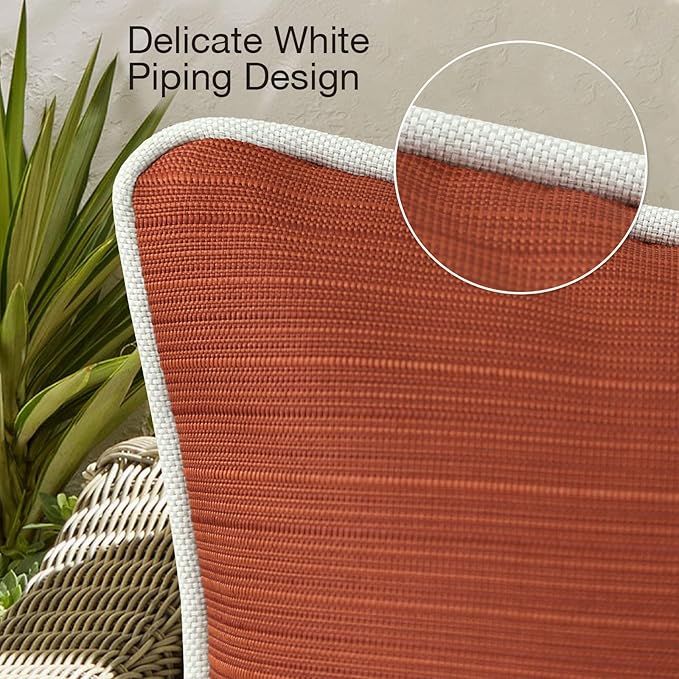 Decorative Outdoor Water Repellent Throw Pillows with Inserts, Set of 4, 18" x18" Pillows for Patio, Backyard, Bed, Couch, and Patio Furniture, Tangerine