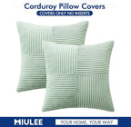 MIULEE Mint Corduroy Pillow Covers Pack of 2 Boho Decorative Spliced Throw Pillow Covers Soft Solid Couch Pillowcases Cross Patchwork Textured Cushion Covers for Spring Living Room Bed Sofa 18x18 inch