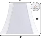 GO&SO 14 Inch White Linen Square Cut Corner Lamp Shade for Floor Lamps,Table Nightstand Lamp for Living Room, 8x14x11"(Spider) Lampshade Replacement,Transitional Easy Assembly Required (1 Pack)