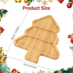 Christmas Serving Tray, Bamboo Christmas Tree Serving Platter with 3 Compartments, Charcuterie Board Serving Dishes 11.8" x 8.7" for Party Cookie Fruit Cheese