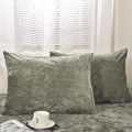 PHF Truly Velvet Pillowcases King Size, No Insert, 2 Pack Ultra Soft Breathable Pillow Shams Covers with Envelope Closure, 20" X 36" Luxury Cozy Warm Fuzzy Flannel Pillow Cases, Smokey Olive