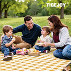 TigeJoy Extra Large Picnic Blanket Waterproof Foldable 80''x80'', Outdoor Picnic Mat Beach Blanket Sandproof for Park, Grass, Travel, Hiking, Camping Essentials, Gingham Picnic Blanket