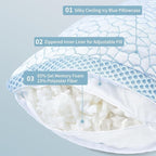 QUTOOL Double Sided Cooling Pillow for Hot Sleepers, Shredded Memory Foam Pillows Standard Size Set of 2, Adjustable Soft & Firm Gel Bed Pillow for Side, Back, Stomach Sleepers
