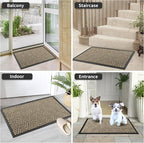 Yimobra Large Door Mat 36x24, All-Weather Waterproof Non-Slip Welcome Matt Outdoor, Heavy Duty Non Slip Doormat for Entryway for Patio and Garage Indoor, Easy Clean, Beige