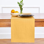 Solino Home Linen Mustard Yellow Table Runner 48 Inches - 100% Pure Linen Farmhouse Short Table Runner 14 x 48 Inch Ideal for Dresser and Coffee Tables - Fete