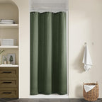 Olive Green Linen Stall Shower Curtains Green Boho Shower Curtain for Bathroom Small Stall Bath Drapes 36x72 Cloth Fabric Half Narrow Water Repellent RV Drapes for Bathtub 36 x 72 Inches