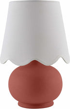 BoutiqueRugs Navarro Boho Ceramic Bedside Table Lamp for Bedroom Nightstand and Living Room - Shade Cotton - Brown, White - 13" H