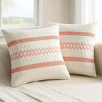 MIULEE Set of 2 Coral Red Boho Decorative Pillow Covers 18x18 Inch Farmhouse Rustic Couch Throw Pillows Modern Summer Cotton Cushion Covers Retro Cute Macrame Woven Home Decor for Bed Sofa Chair