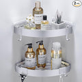 Adhesive Corner Shower Caddy with Hooks,Bathroom Shower Organizer, No Drilling Rust Proof Aluminum Shower Shelf for Inside Shower 2 Pack (Silver)