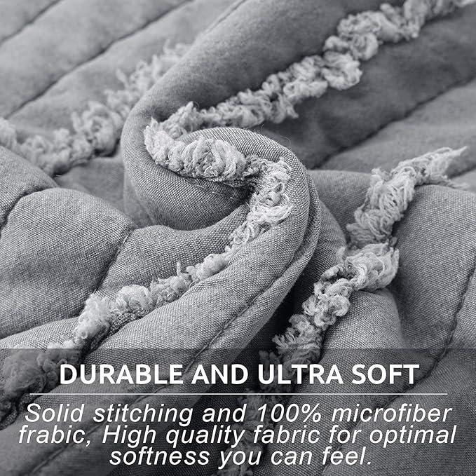 BOSOWOS Queen Size Pillow Shams Set of 2, Ultra Soft Breathable 20 x 30 Inches Pillow Case Envelope Closure, Microfiber Farmhouse Bed Pillowcases for Easy Care, Grey