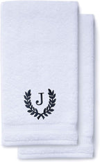 Decorative and Monogrammed Hand Towels for Bathroom Kitchen Makeup | Personalized Gift for Wedding-Bridal | Roman Font Custom Luxury Turkish Towel | Spa Collection, Oversized, 16 X 30 Inch, Set of 2