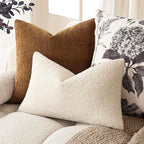 Foindtower Pack of 2, Curly Faux Fur Decorative Throw Pillow Covers Soft Fuzzy Plush Cushion Case with Zipper Cozy Pillowcase for Home Living Room Couch Bed Sofa 12 x 20 Inch,Light Ivory