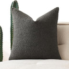 MIULEE Textured Boucle Throw Pillow Cover Dark Coffee Accent Solid Lumbar Pillow Case Decorative Soft Pack of 1 Couch Cushion Chair Sofa Bedroom Livingroom Home Decor,18x18 Inch